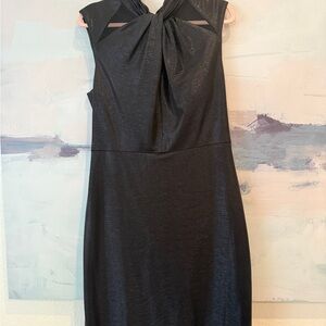 Vince Camuto Black Sleeveless Tie-Neck Midi Dress